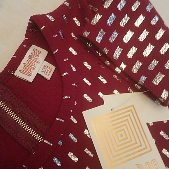 LAST CHANCE SALE Red & Silver Amelia Dress LuLaRoe Elegant Size XXS NEW - Picture 2 of 8